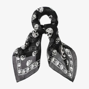 Women's Black Skull Silk Chiffon Scarf